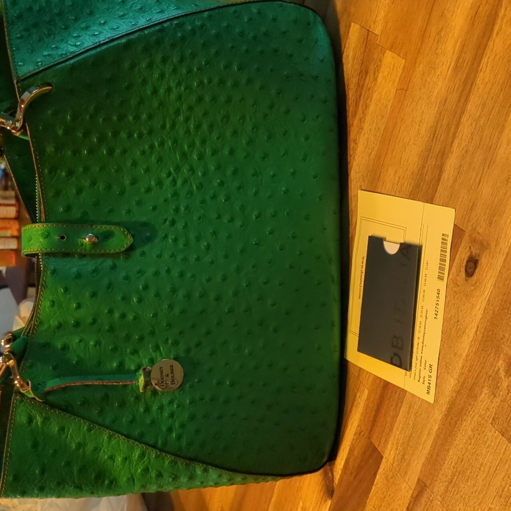 Dooney & Bourke Green Ostrich Large Camilla Satchel & Wallet